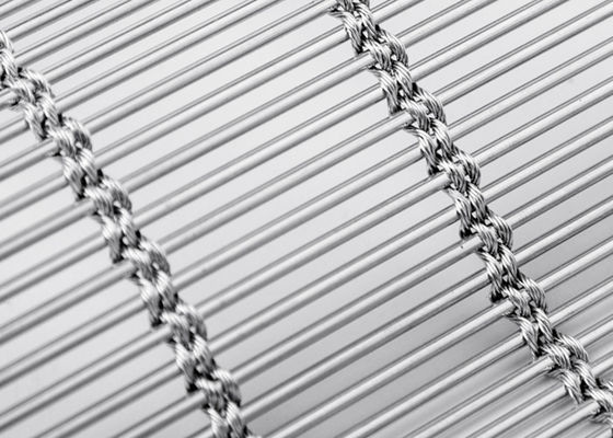 фасад MetalFabric занавеса сетки нержавеющей стали 6m x 120m архитектурноакустическим естественным сплетенный цветом