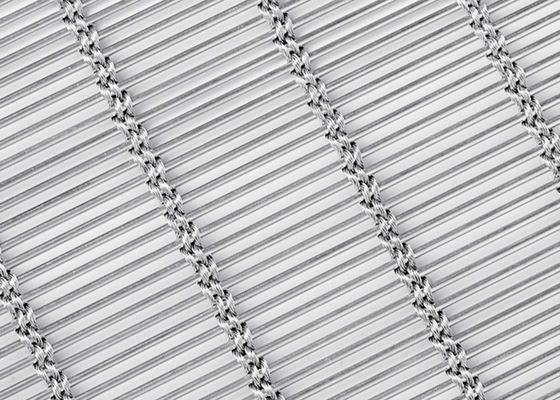 фасад MetalFabric занавеса сетки нержавеющей стали 6m x 120m архитектурноакустическим естественным сплетенный цветом